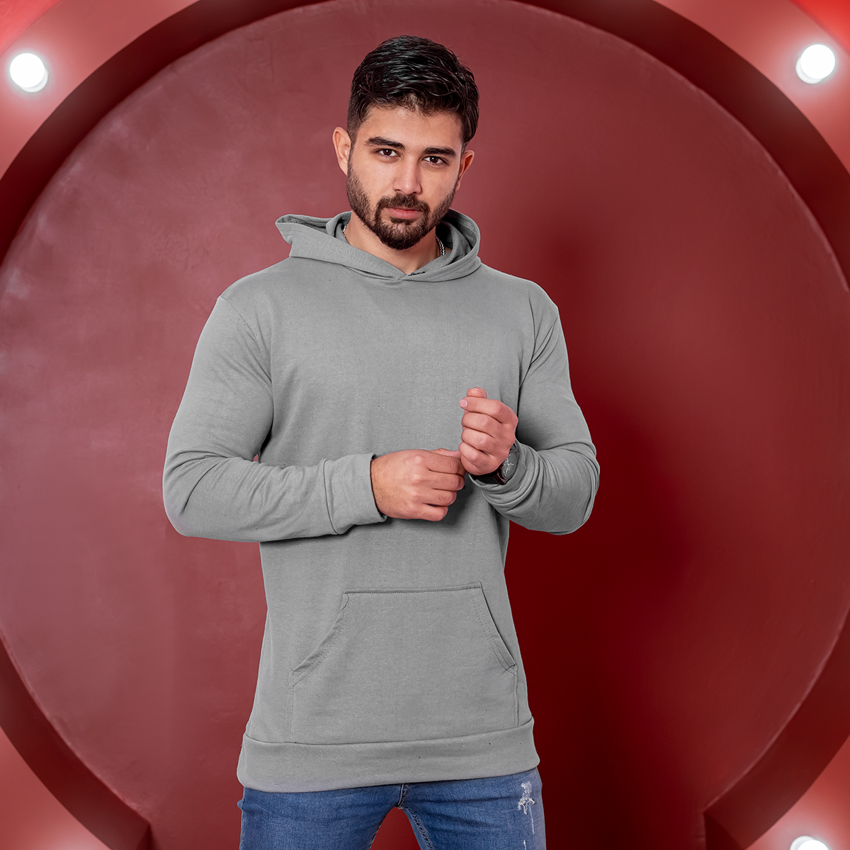 هودی مردانه طوسی مدل Ramtin