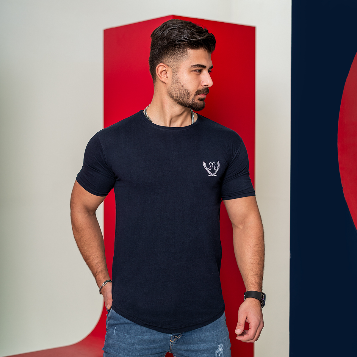 تیشرت مردانه سرمه ای مدل Maron