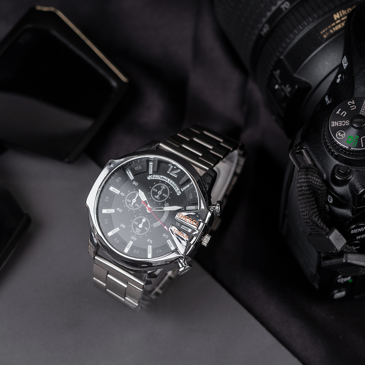 ساعت مچی DIESEL مردانه نقره ای صفحه مشکی مدل U700