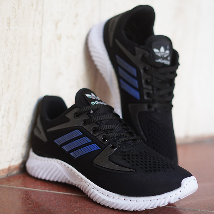 کفش ورزشی مردانه آدیداس مشکی آبی (زیره سفید) مدل zarax