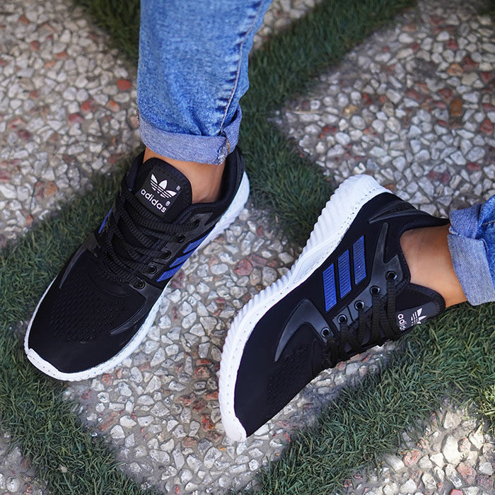 کفش ورزشی مردانه آدیداس مشکی آبی (زیره سفید) مدل zarax