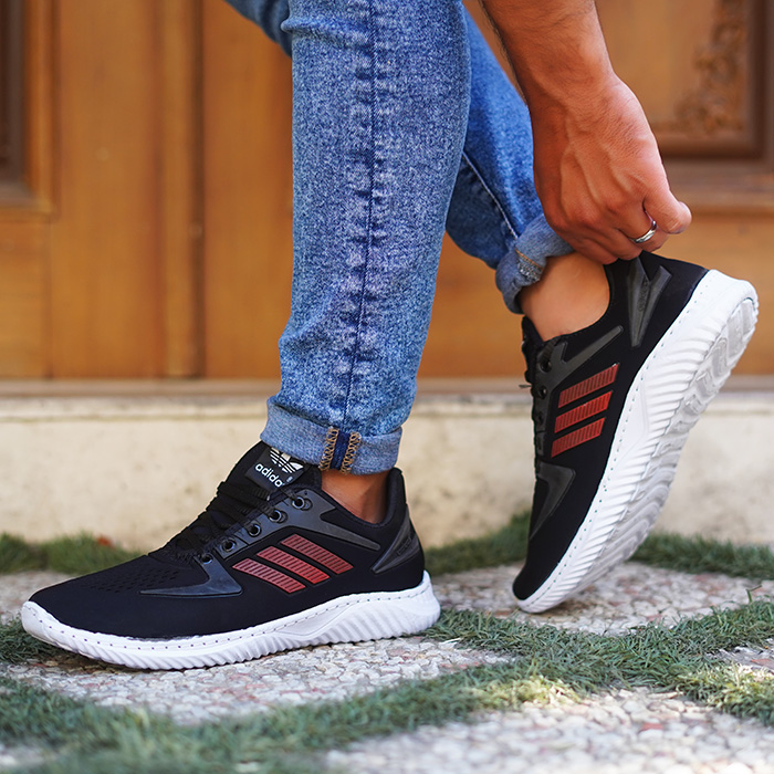 کفش ورزشی مردانه آدیداس مشکی قرمز (زیره سفید) مدل zarax