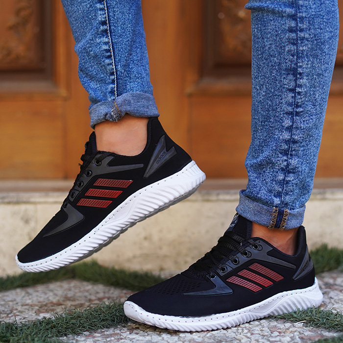 کفش ورزشی مردانه آدیداس مشکی قرمز (زیره سفید) مدل zarax