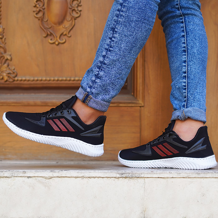 کفش ورزشی مردانه آدیداس مشکی قرمز (زیره سفید) مدل zarax