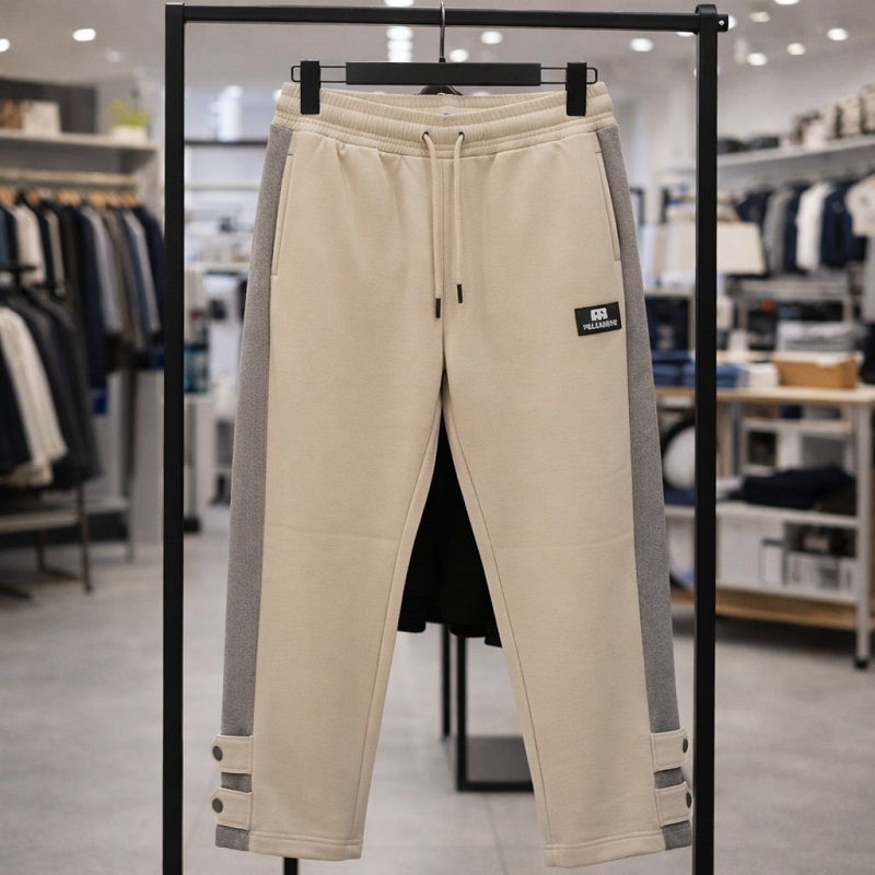 شلوار بنگال مردانه نوار پهن پایین دکمه مدل Mehrad-کرم