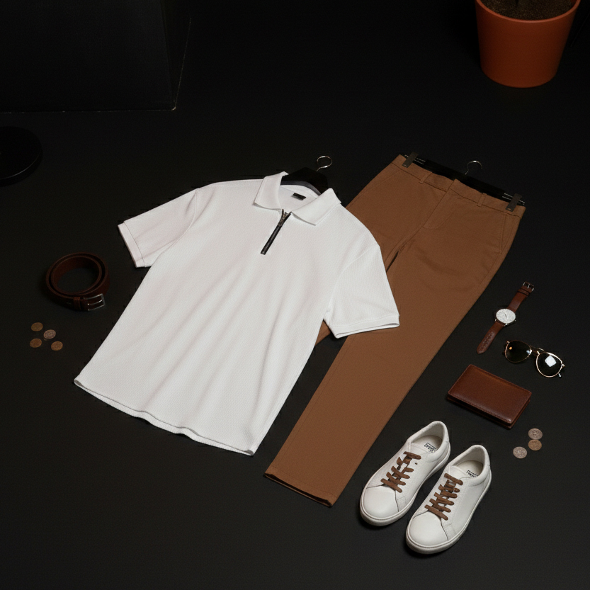 پکیج ست مردانه تیشرت نیم زیپ و شلوار مدل Rayan