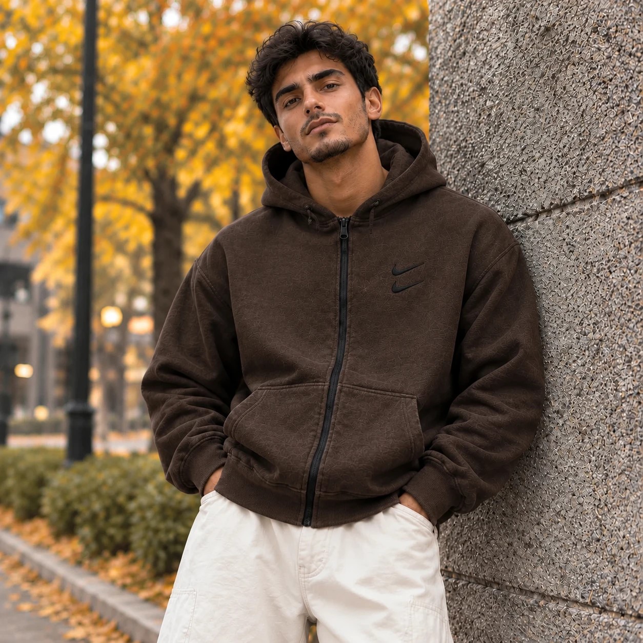 سوئیشرت دورس کلاهدار مردانه نایکی مدل Double Nike-قهوه ای