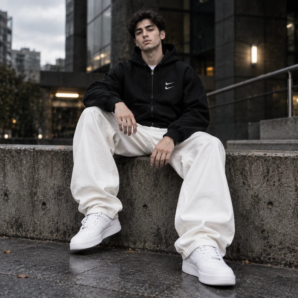 سوئیشرت دورس کلاهدار مردانه نایکی مدل Double Nike-مشکی