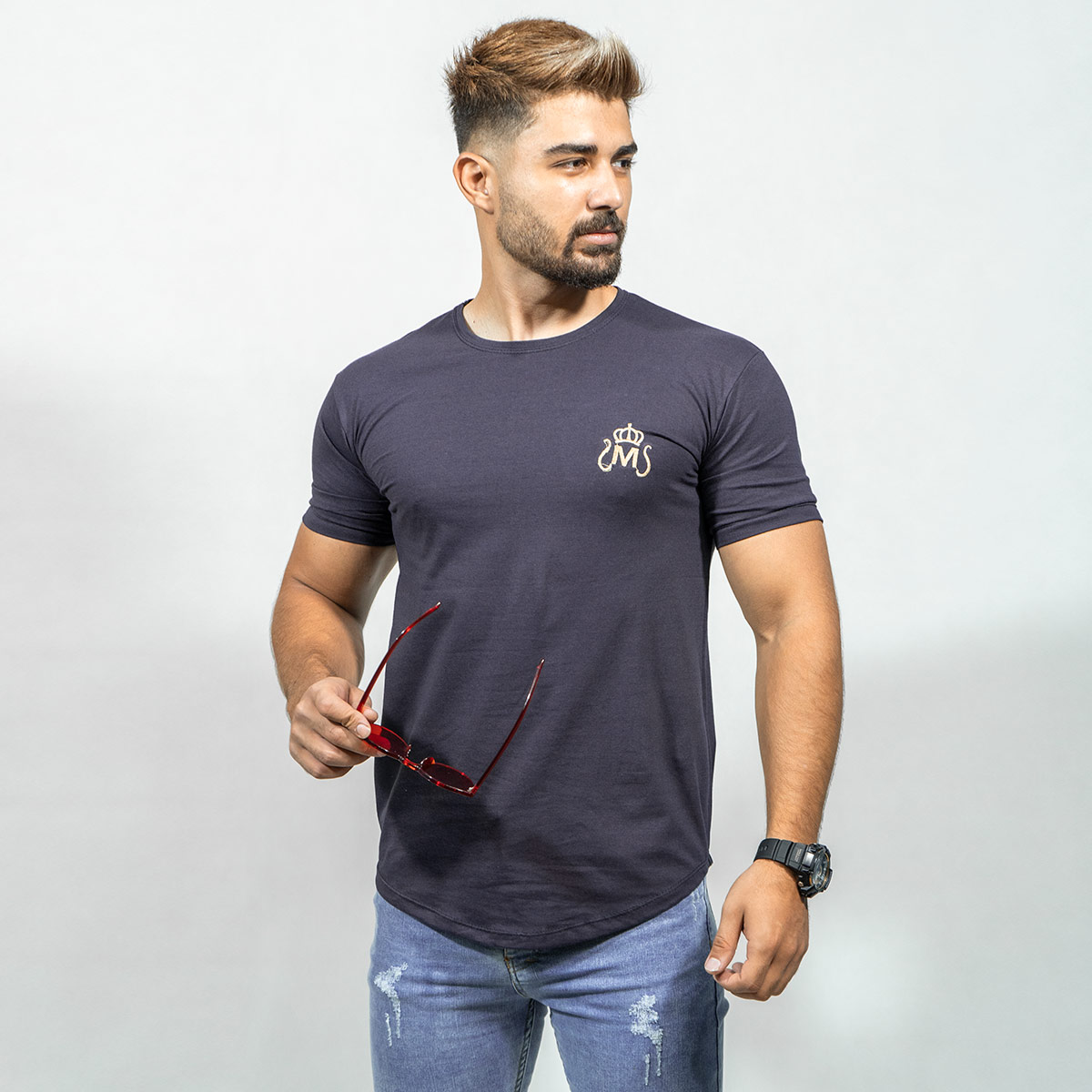 تیشرت مردانه طوسی مدل Arat